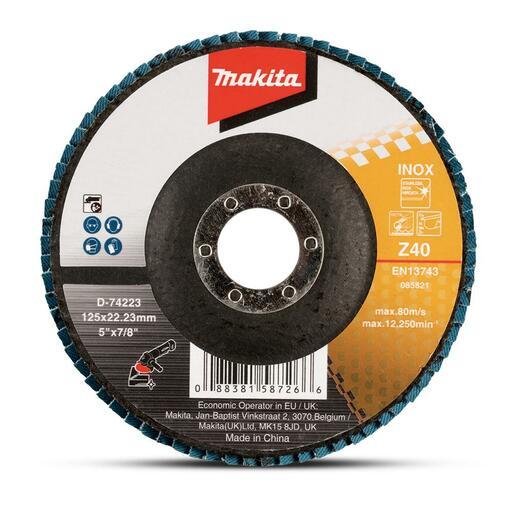 Makita D-74223 125mm Eco Flap Disc 40# - Zirconia Flat
