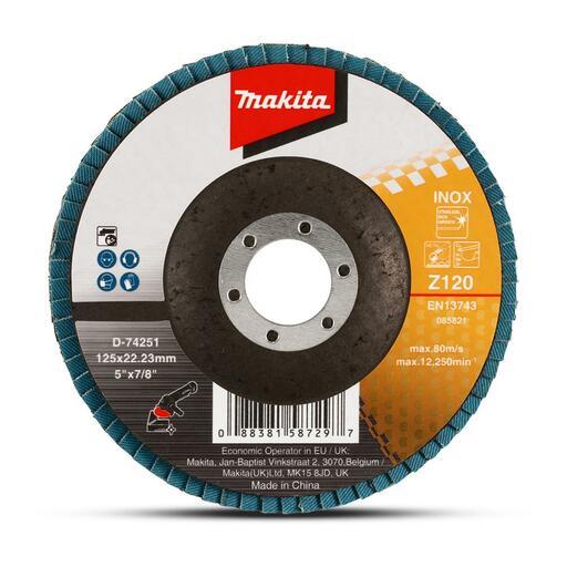 Makita D-74251 125mm Eco Flap Disc 120# - Zirconia Flat