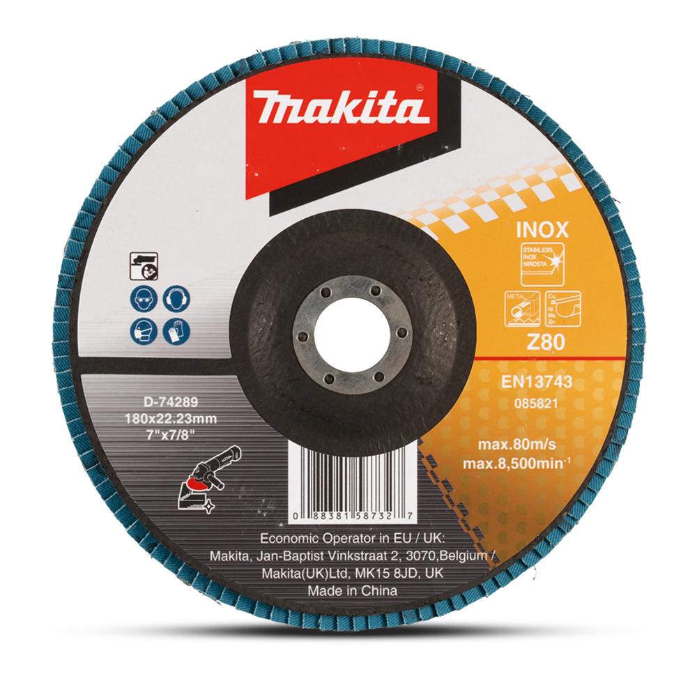 Makita D-74289 180mm Eco Flap Disc 80# - Zirconia Flat – image 1