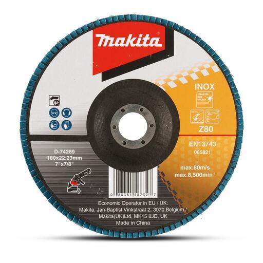 Makita D-74289 180mm Eco Flap Disc 80# - Zirconia Flat