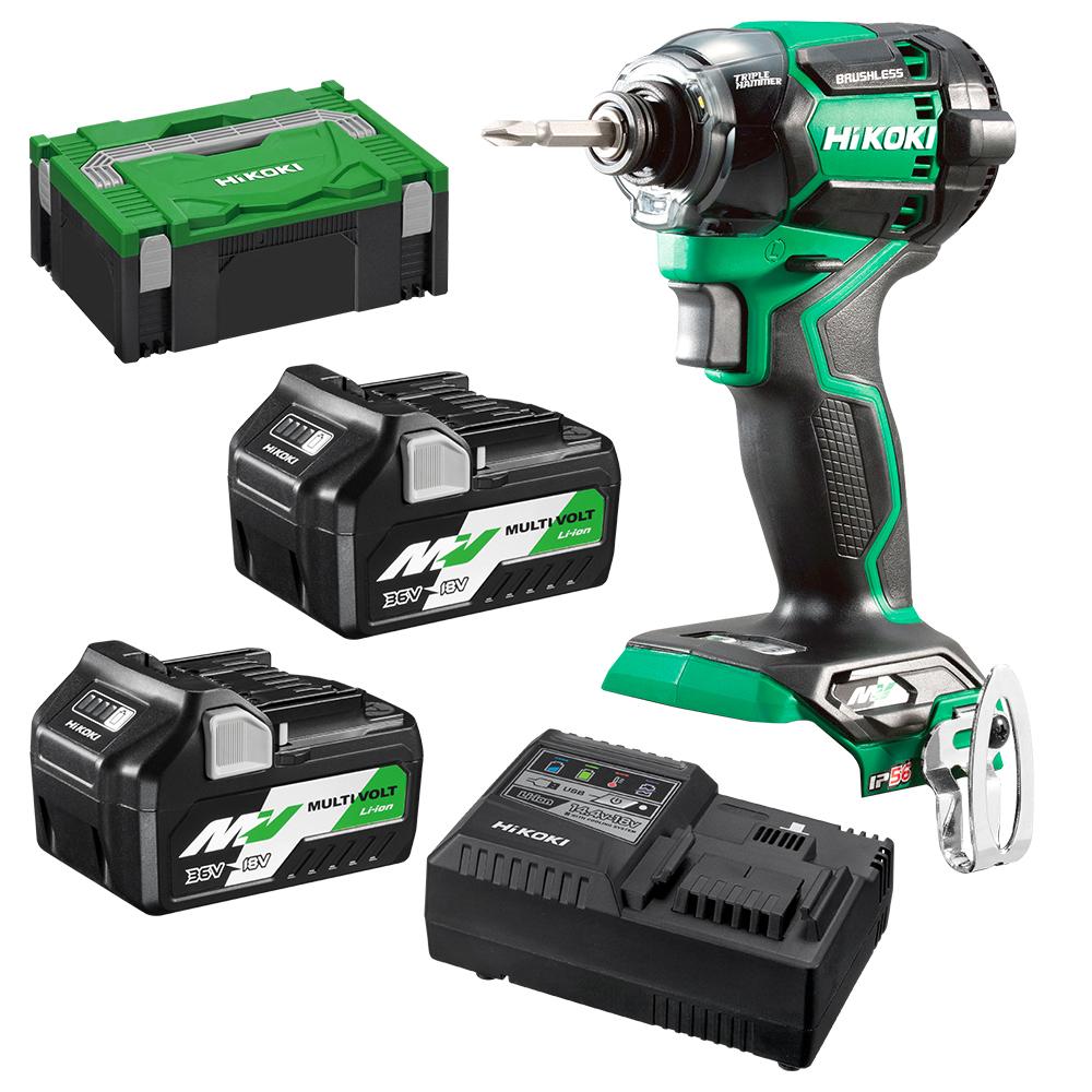 HiKOKI WH36DC(HRZ) 36V 2.5Ah Li-Ion Cordless Brushless MultiVolt IP56  Impact Driver Combo Kit