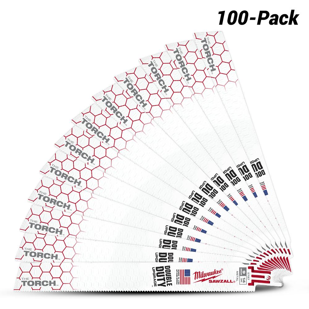 Milwaukee 48005787A 100-Pack 230mm 14TPI The TORCH SAWZALL Demolition Reciprocating Blades – image 2