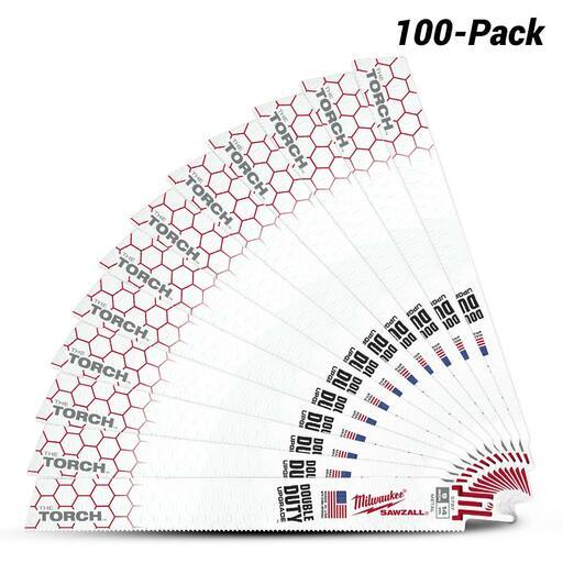 Milwaukee 48005787A 100-Pack 230mm 14TPI The TORCH SAWZALL Demolition Reciprocating Blades – image 2