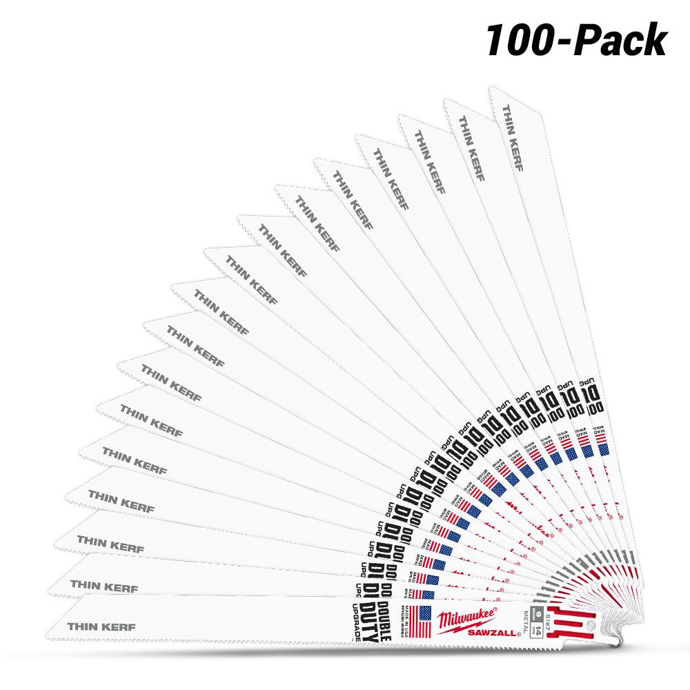 Milwaukee 48005187A 100-Pack 230mm 14TPI SAWZALL Thin Kerf Metal Reciprocating Blades – image 2