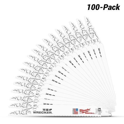 Milwaukee 48008706A 100-Pack 230mm 7/11TPI The WRECKER SAWZALL Demolition Reciprocating Blades – image 2