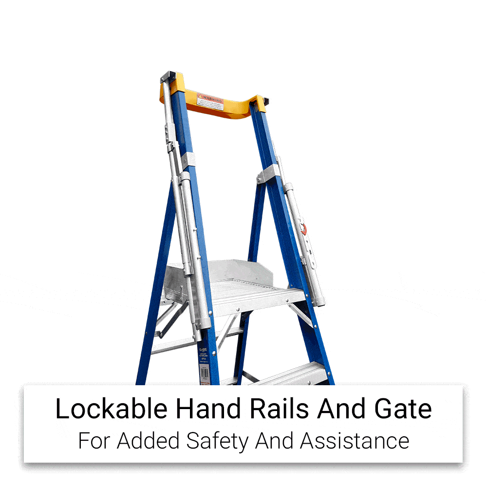 Climbrite CFPL4 4Step 150kg Fibreglass Safety Gate Platform Ladder