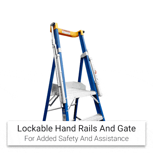 Climbrite CFPL4 4-Step 150kg Fibreglass Safety Gate Platform Ladder – image 7