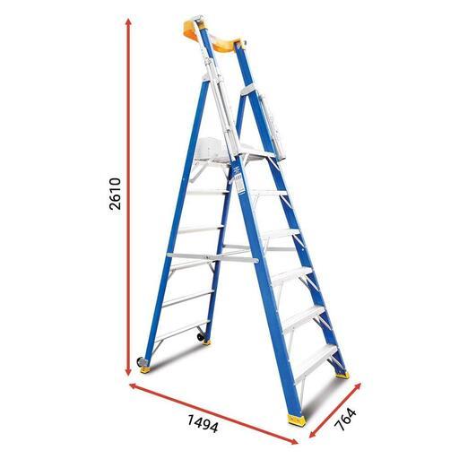 Climbrite CFPL6 6-Step 150kg Fibreglass Safety Gate Platform Ladder – image 2