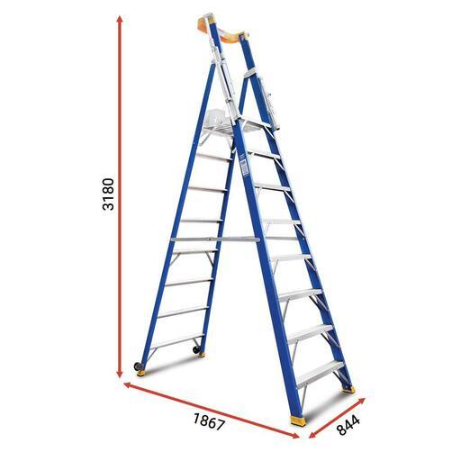 Climbrite CFPL8 8-Step 150kg Fibreglass Safety Gate Platform Ladder – image 2