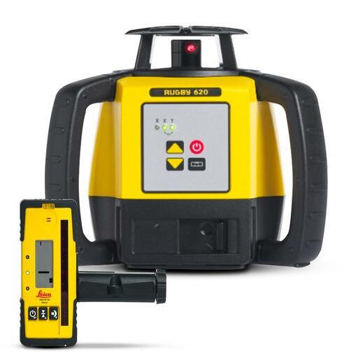 Leica RUGBY 620 (LG6005985) Red Beam Rotary Laser Level with Rod-Eye 160 Digital Receiver