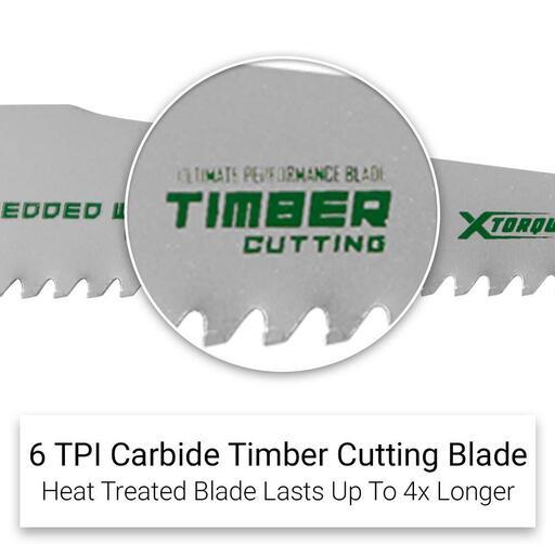 Xtorque X152WRB Single-Pack 152mm (6") 6 TPI Carbide Tipped Nail Embedded Wood Reciprocating Saw Blade – image 3