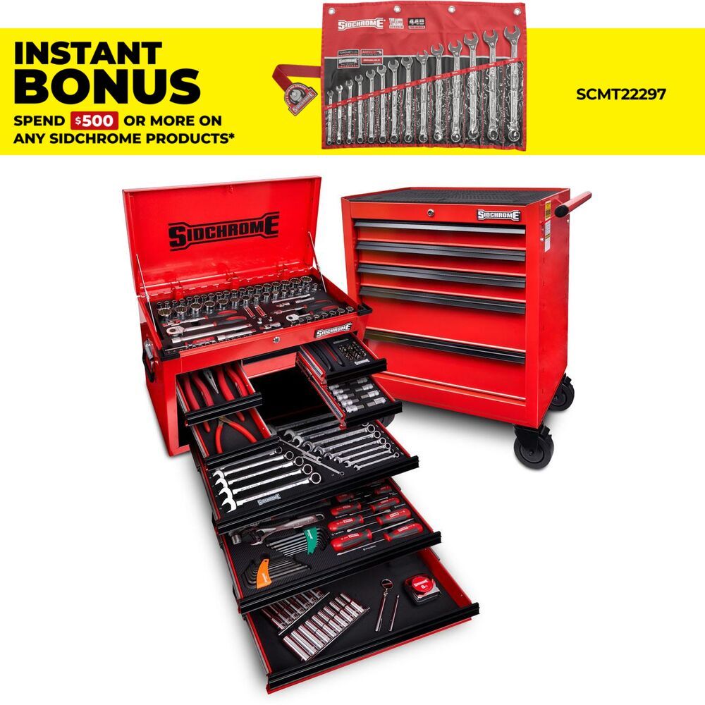 Sidchrome SCMT10160HR 204pce 13 Drawer Red Hyper Colour Series Tool Chest & Cabinet Set – image 1