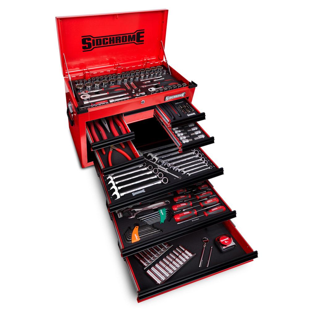 Sidchrome SCMT10160HR 204pce 13 Drawer Red Hyper Colour Series Tool Chest & Cabinet Set – image 4