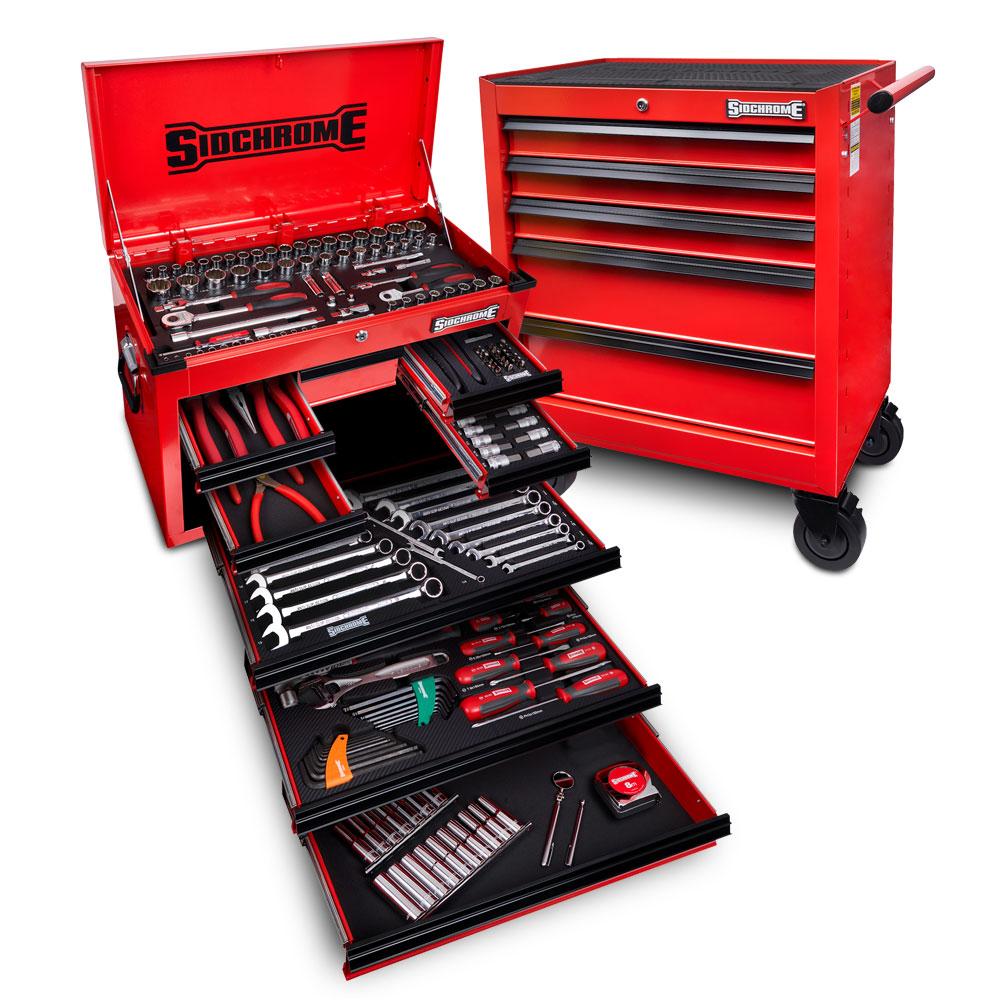 Sidchrome SCMT10160HR 204pce 13 Drawer Red Hyper Colour Series Tool Chest & Cabinet Set – image 2