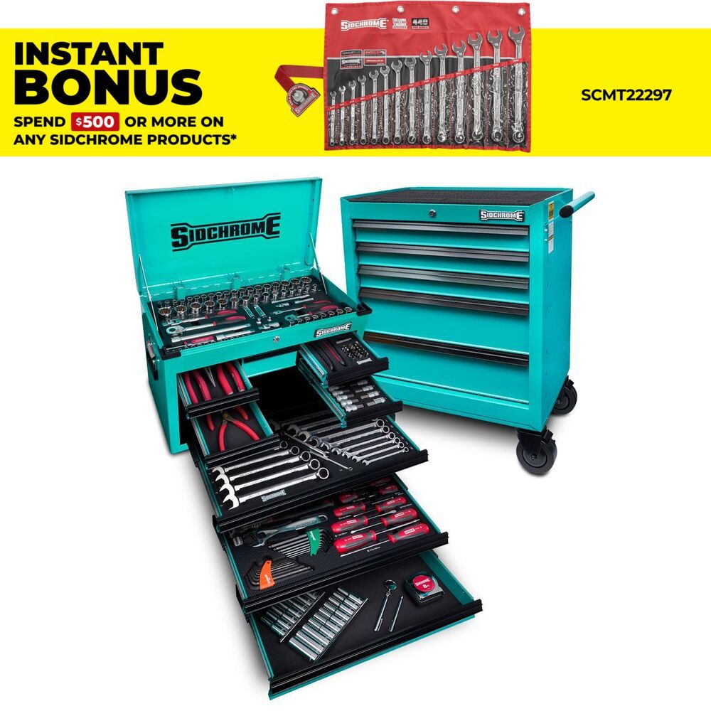 Sidchrome SCMT10160HT 204pce 13 Drawer Teal Hyper Colour Series Tool Chest & Cabinet Set – image 1