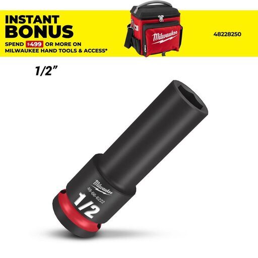 Milwaukee 49666222 1/2" Drive 1/2" SAE Shockwave 6 Point Deep Impact Socket