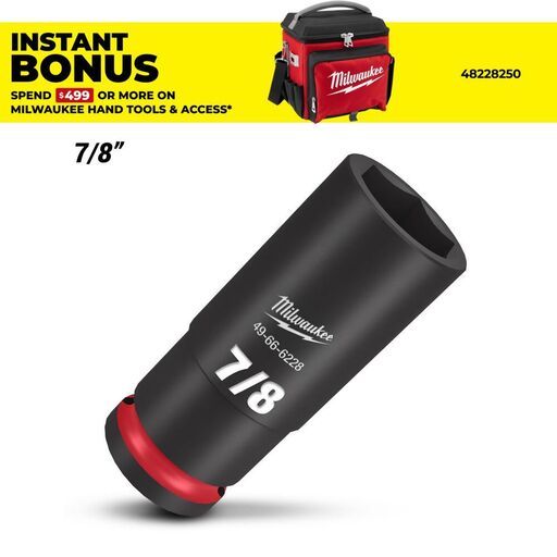 Milwaukee 49666228 1/2" Drive 7/8" SAE Shockwave 6 Point Deep Impact Socket