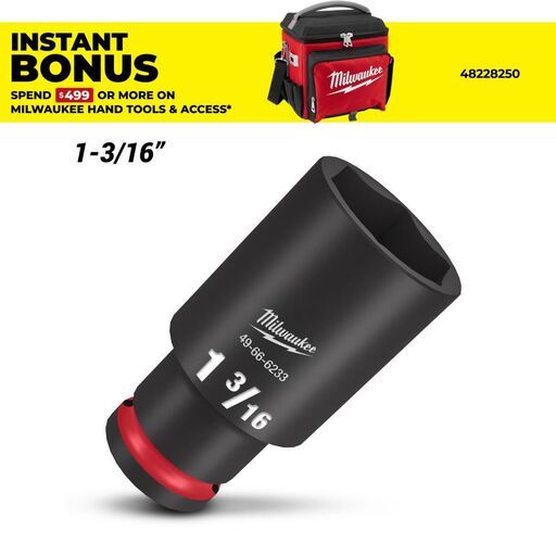 Milwaukee 49666233 1/2" Drive 1-3/16" SAE Shockwave 6 Point Deep Impact Socket