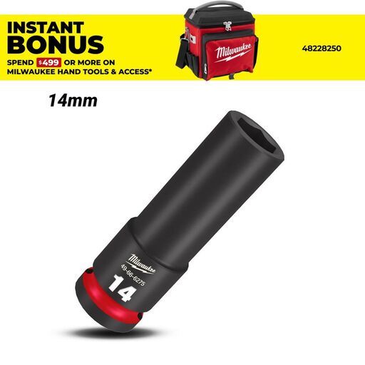 Milwaukee 49666275 1/2" Drive 14mm Metric Shockwave 6 Point Deep Impact Socket