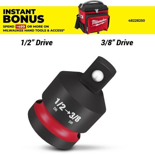 Milwaukee 49666725 1/2" Drive - 3/8" Drive Shockwave Impact Socket Reducer