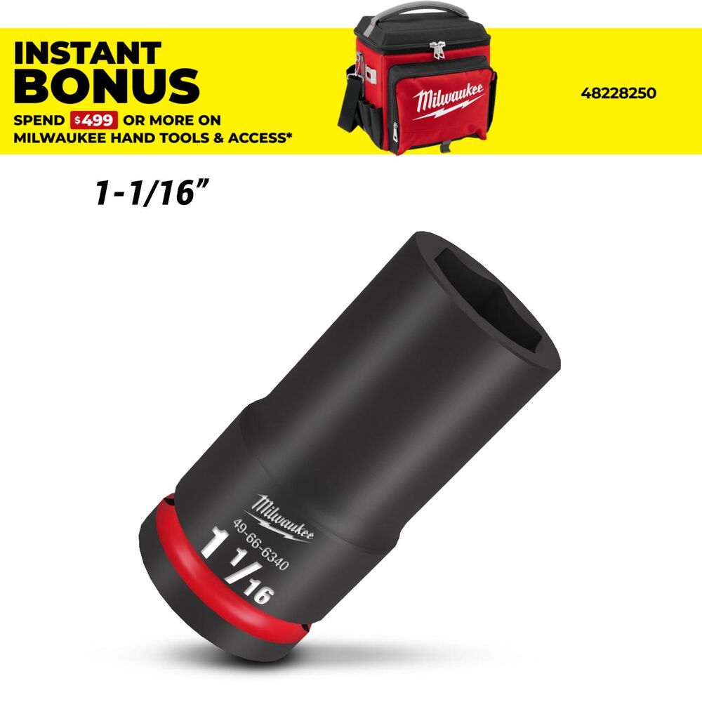 Milwaukee 49666340 3/4" Drive 1-1/16" SAE Shockwave Deep 6 Point Impact Socket – image 1