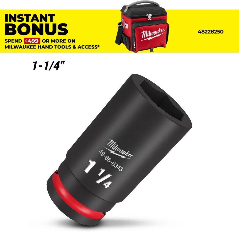 Milwaukee 49666343 3/4" Drive 1-1/4" SAE Shockwave Deep 6 Point Impact Socket – image 1