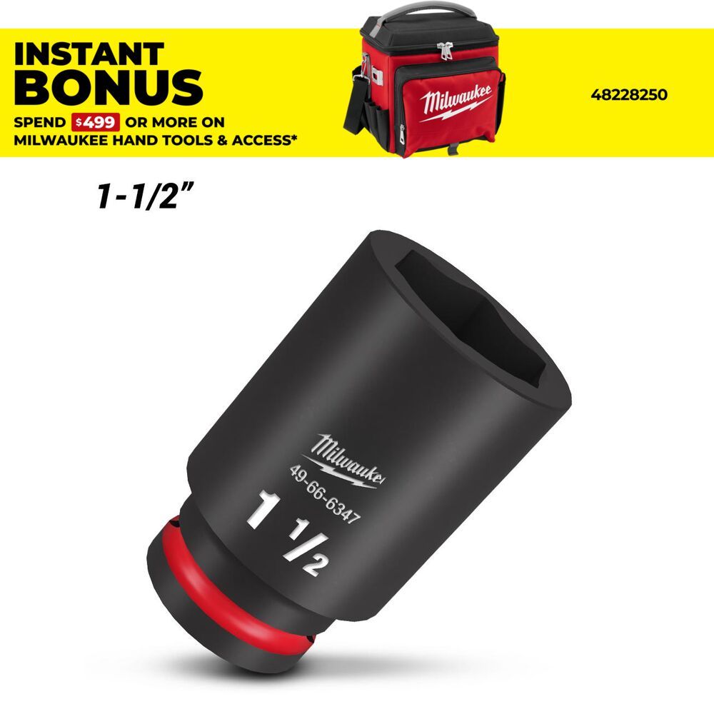 Milwaukee 49666347 3/4" Drive 1-1/2" SAE Shockwave Deep 6 Point Impact Socket – image 1