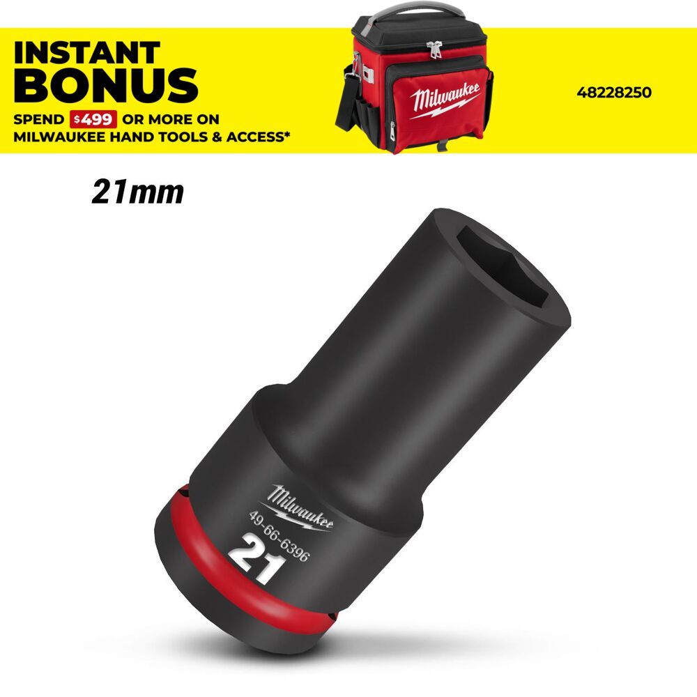Milwaukee 49666396 3/4" Drive 21mm Metric Shockwave Deep 6 Point Impact Socket – image 1
