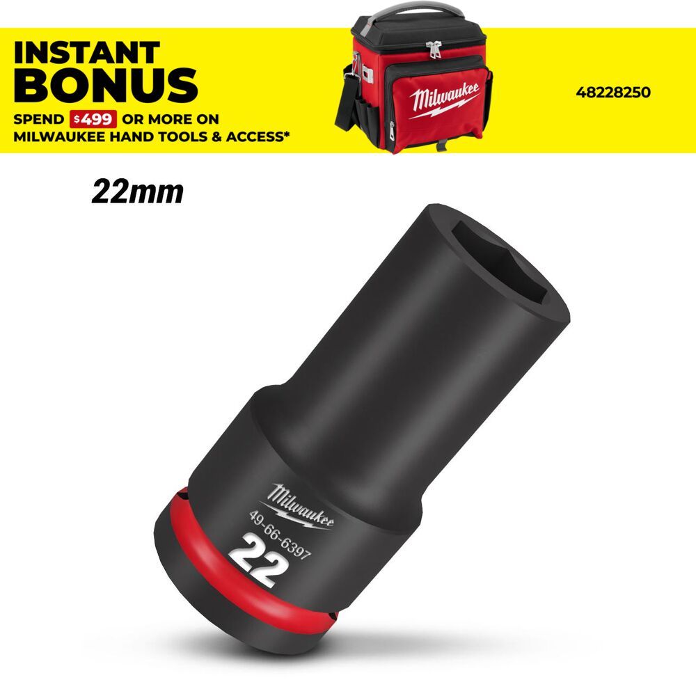 Milwaukee 49666397 3/4" Drive 22mm Metric Shockwave Deep 6 Point Impact Socket – image 1