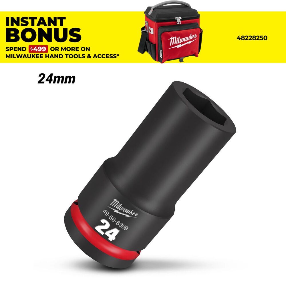 Milwaukee 49666399 3/4" Drive 24mm Metric Shockwave Deep 6 Point Impact Socket – image 1