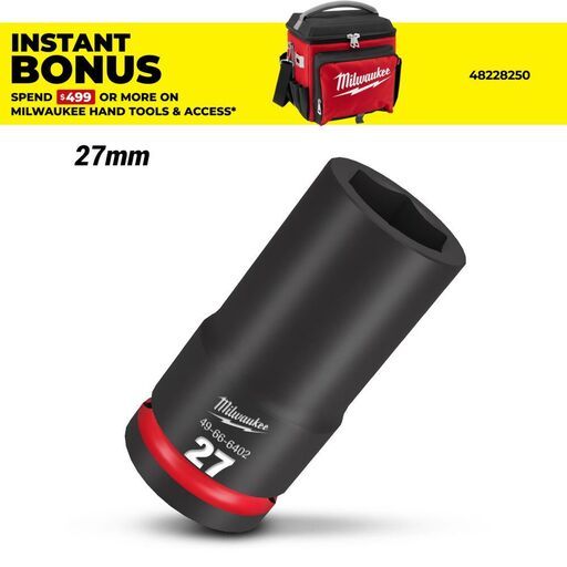 Milwaukee 49666402 3/4" Drive 27mm Metric Shockwave Deep 6 Point Impact Socket