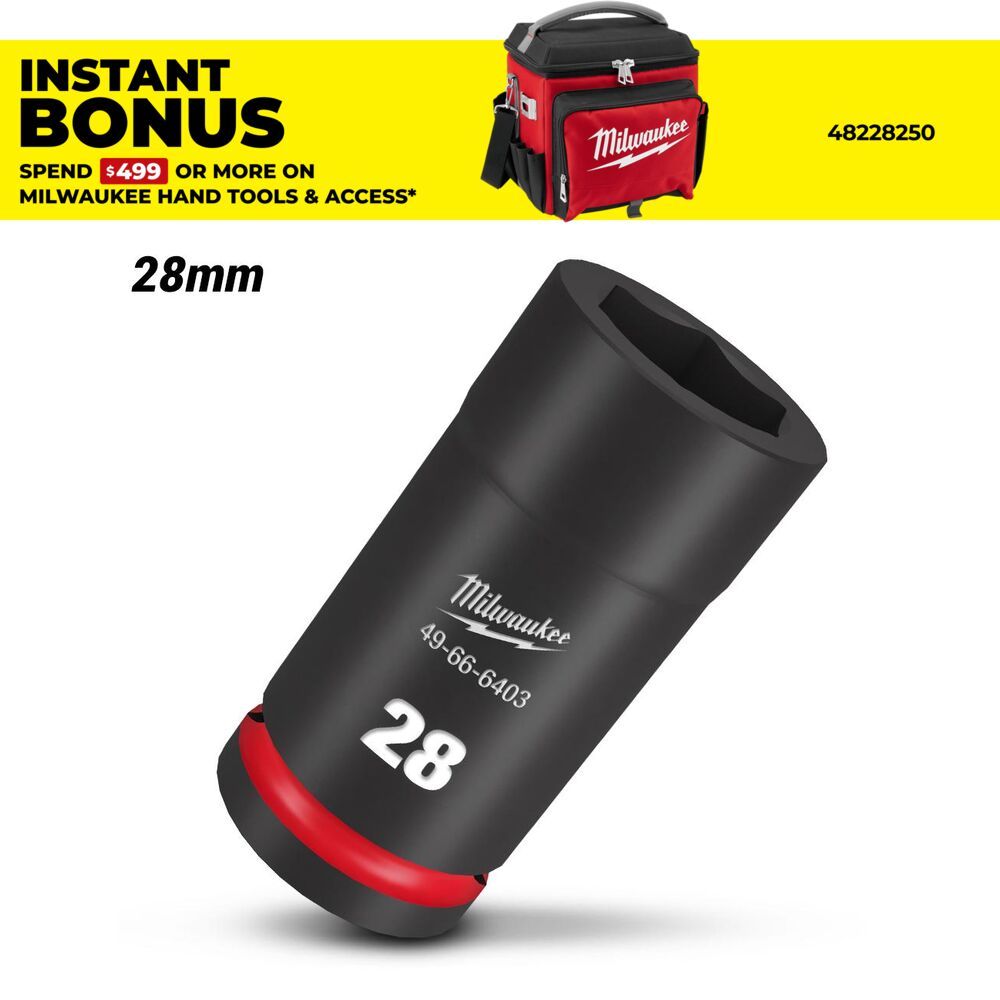 Milwaukee 49666403 3/4" Drive 28mm Metric Shockwave Deep 6 Point Impact Socket – image 1