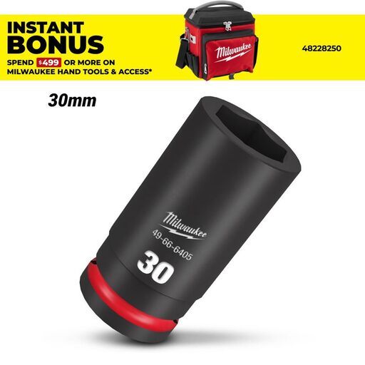 Milwaukee 49666405 3/4" Drive 30mm Metric Shockwave Deep 6 Point Impact Socket