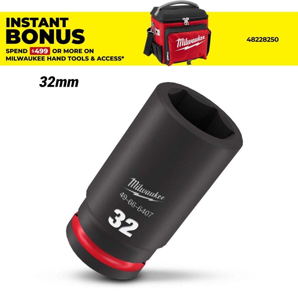 Milwaukee 49666407 3/4" Drive 32mm Metric Shockwave Deep 6 Point Impact Socket – image 1
