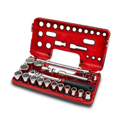 Sidchrome SCMT14150 21pce Metric 1/2" Drive Socket Set Detection Box with Compact Head Ratchet – image 2