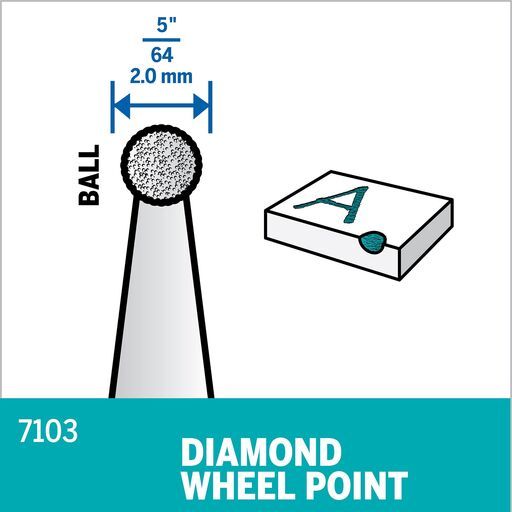 Dremel 7103 (2.615.710.3AE) 2mm Ball Shaped Diamond Wheel Bit – image 5