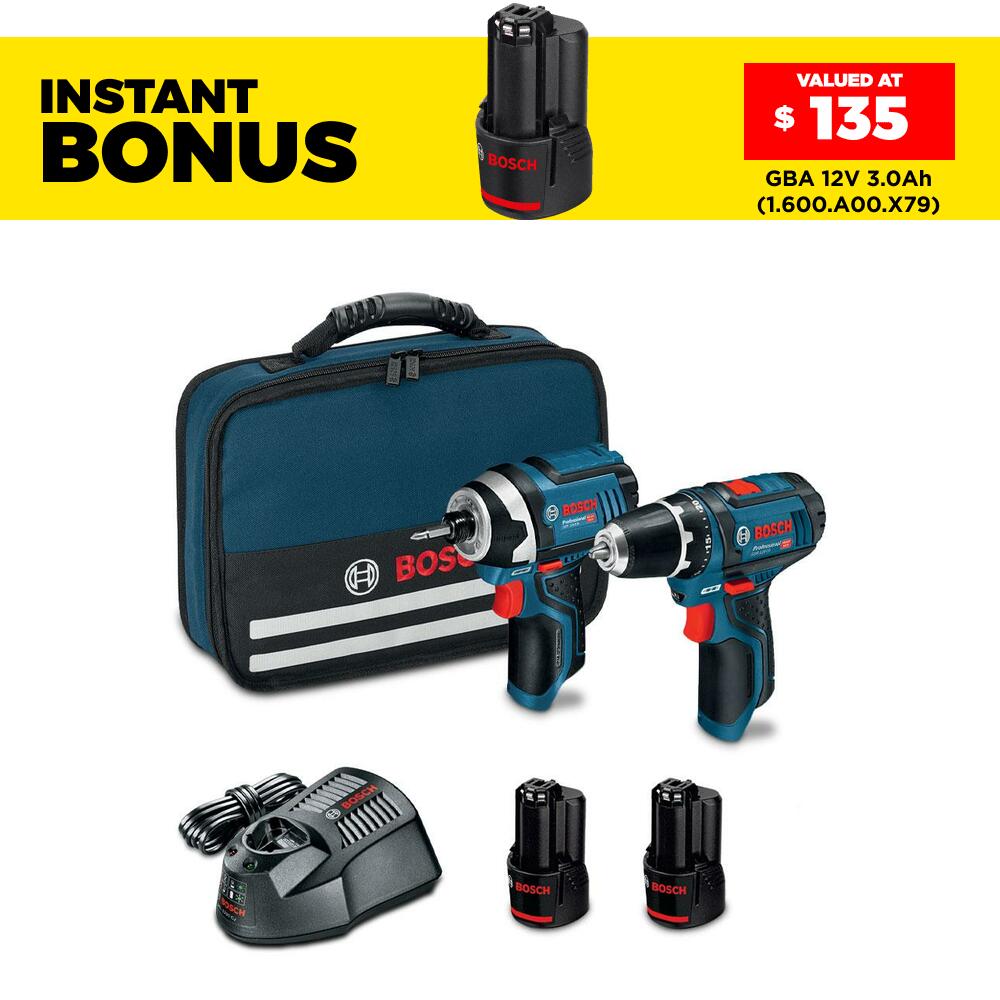 Bosch 12V SCRR 2.0Ah (0.615.990.L1G) 12V 2.0Ah Li-ion Cordless 2pce Combo Kit