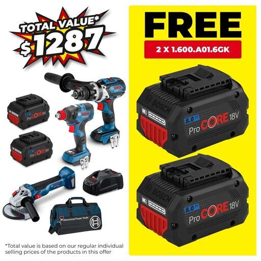 Bosch GSB 18-85 8.0AH PROC (0.615.990.L27) 18V 8.0Ah ProCore Li-ion Cordless Brushless 3pce Combo Kit
