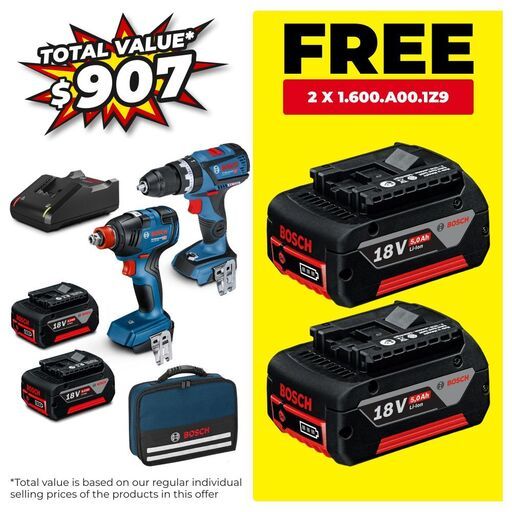 Bosch 18V KIT: GSB + GDX (0.615.991.FH5) 18V 4.0Ah Li-ion Cordless Brushless 2pce Combo Kit