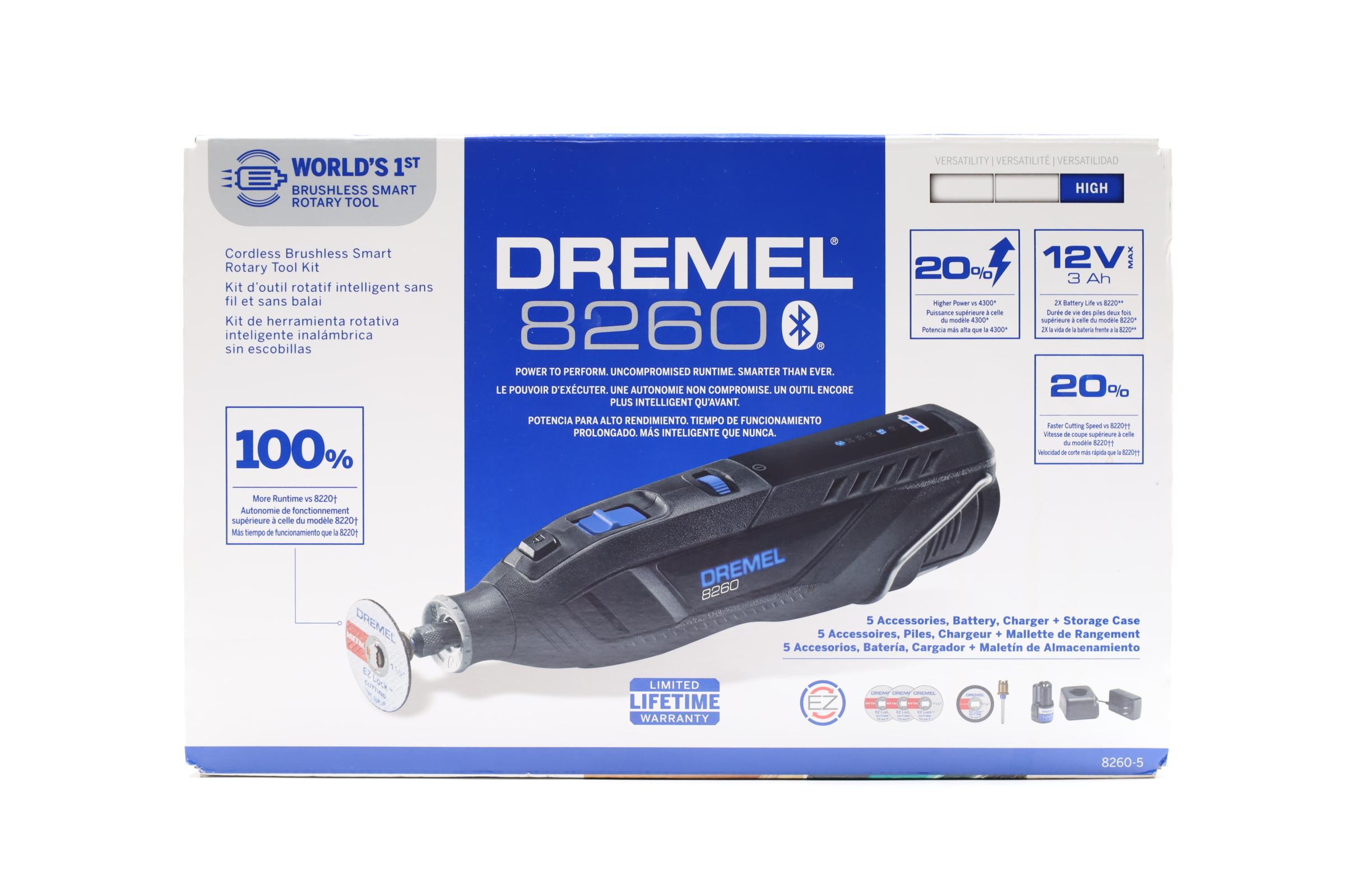 Dremel 8260-5 12V CL BRUSHL (F.013.826.0NA) 12V 3.0Ah Li-ion Rechargeable  Cordless Rotary Tool Combo Kit