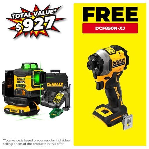 DeWalt DCLE34031D1-XE 18V 2.0Ah Li-ion XR Compact 3 x 360° Green Beam Multiline Laser Combo Kit