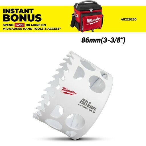 Milwaukee 49560737 86mm (3-3/8") HOLE DOZER Carbide Teeth Hole Saw