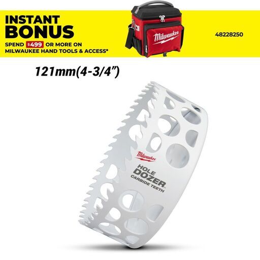 Milwaukee 49560847 121mm (4-3/4") HOLE DOZER Carbide Teeth Hole Saw