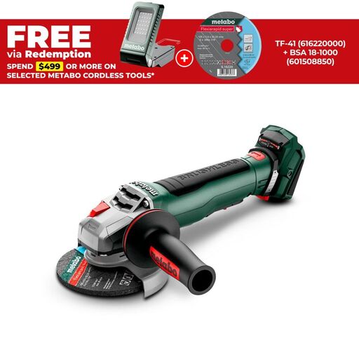 Metabo WPB 18 LT BL 11-125 Quick (613059850) 18V Li-ion Cordless Brushless 125mm (5") Paddle Switch Angle Grinder - Skin Only