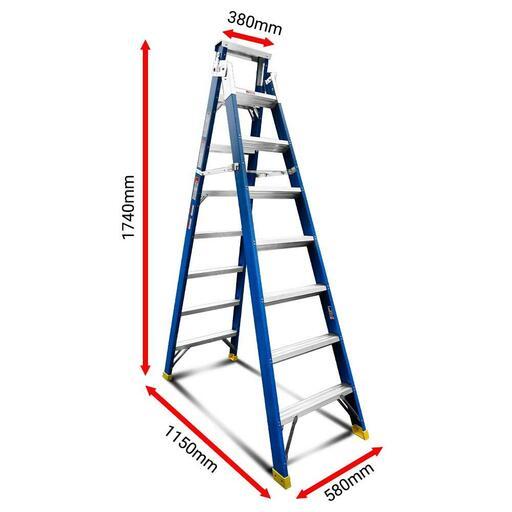 Climbrite CDPL7 2.3m 8-Step Dual Purpose Fibreglass Ladder – image 4