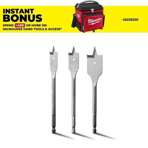 Milwaukee 48270149 3pce Timber Spade Bit Set