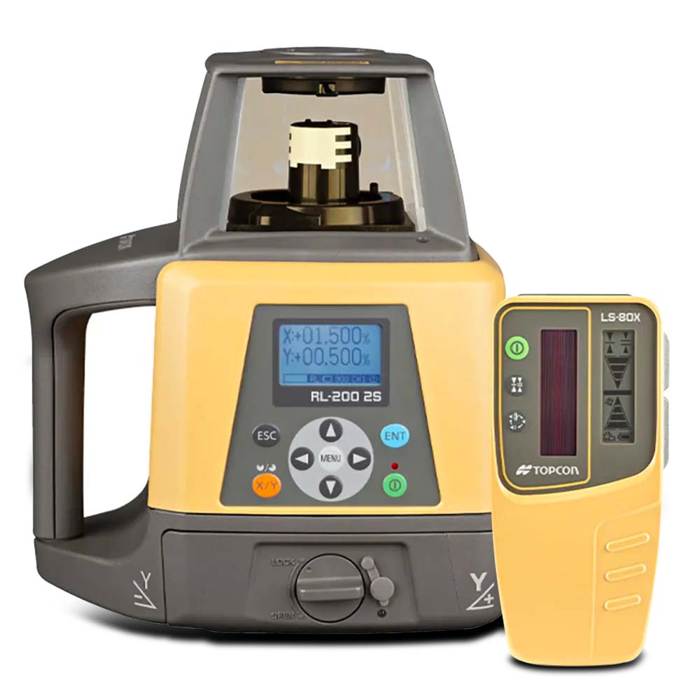 Topcon RL-200 2S (314920853) 1100m Dual Grade Rechargeable Rotary Laser Level with LS-80X Receiver & Remote Control – image 1