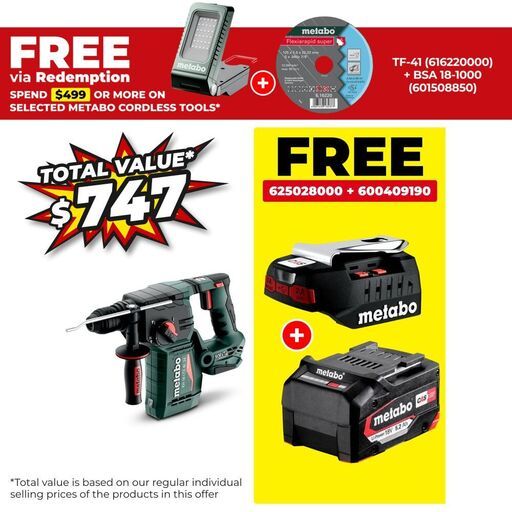 Metabo KH 18 LTX BL 24 (601713850) 18V Li-ion Cordless Brushless SDS-Plus Hammer Drill - Skin Only