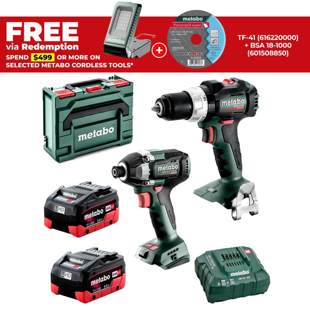 Metabo MET18BL2MB2HD5.5CF (AU68203850) 18V 5.5Ah Li-ion Cordless Brushless 2pce Combo Kit – image 1