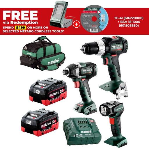 Metabo MET18BL3SB2HD5.5CW (AU68300650) 18V 5.5Ah Li-ion Cordless Brushless 3pce Combo Kit
